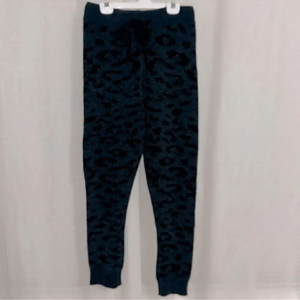 PJ Salvage XS Knit Chenille Navy Black Animal Print Lounge Drawstring Jogger
